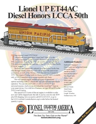 LIONEL 2001110 UP ET44AC LCCA 50 ANIVERSARIO 2020. PRODUCCIÓN LIMITADA. SELLADO IB. Foto 1 de 4