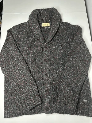 RALPH LAUREN Knit Mens Cardigan Shawl 1930s Marled Shawl Grey Wool Silk XL - Image 1 of 4