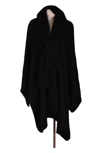 Sonia Rykiel Poncho Cardigan Wool Mohair Knit Hooded Scarf Oversized Wrap Size L - Picture 1 of 6