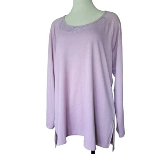 RBX Women's Size 1X Rose Pink Long Sleeve Soft Top Stretch Sweater Blouse Tunic - Picture 1 of 18