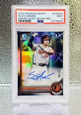 Silas Ardoin - 2022 Bowman Chrome RC Black Refractor AUTO (#SN /75) PSA MINT 9 - Image 1 of 3