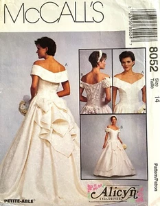 1990's McCall's Misses' Bridal Gown Pattern 8052 Size 14 UNCUT - Picture 1 of 2
