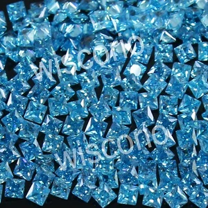 Lotto 100 Pezzi Acquamarina Blu Brasile Naturale Certificata 3,00 MM Principessa Gemme Sciolte - Foto 1 di 9