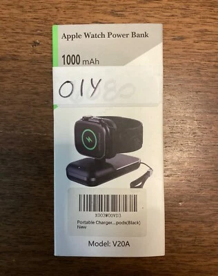 Cargador Portátil para Apple Watch, 1000mAh, Magnético con Cordón de Cuero  Foto 1 de 2