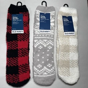 3 Neu mit Etikett Old Navy Damen kuschelige Socken Büffel kariert, Schneeflocke, kariert Chenille flauschig - Bild 1 von 6
