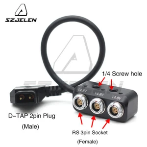 D-Tap to RS 3Pin Female Power Splitter Cable for ARRI Camera Power Supply - Picture 1 of 8