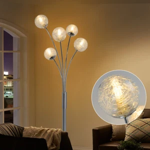 Modern LED Floor Lamp Tall Pole Standing Lamps Glass Shade Floor Light Bedroom - Picture 1 of 9