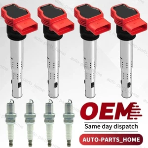 4pcs Ignition Coil & Spark Plug For Audi TT A4 VW Golf Jetta GTI 2.0L 2.0T UF529 - Picture 1 of 12