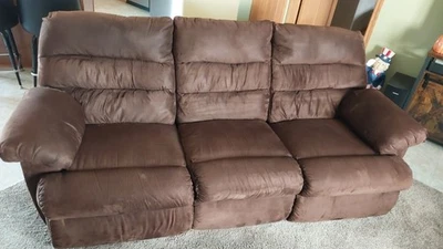Juego de sofá reclinable de 3 plazas - marrón, usado, sin niños/mascotas/fumadores Foto 1 de 4