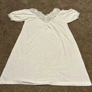 Cinzia Linen Intima Women's M/L White Lace Floral Nightgown Vintage A48 - Picture 1 of 4