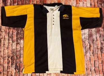Polo de Colección Briar Creek IOWA HAWKEYES Bordado Logo Negro y Dorado Rayas XL Foto 1 de 4