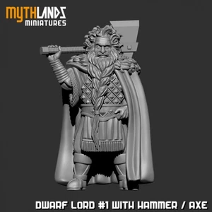 Príncipe enano de resina 28 mm con hacha. Señor Enano. El Señor de los Anillos MESBG - Imagen 1 de 1