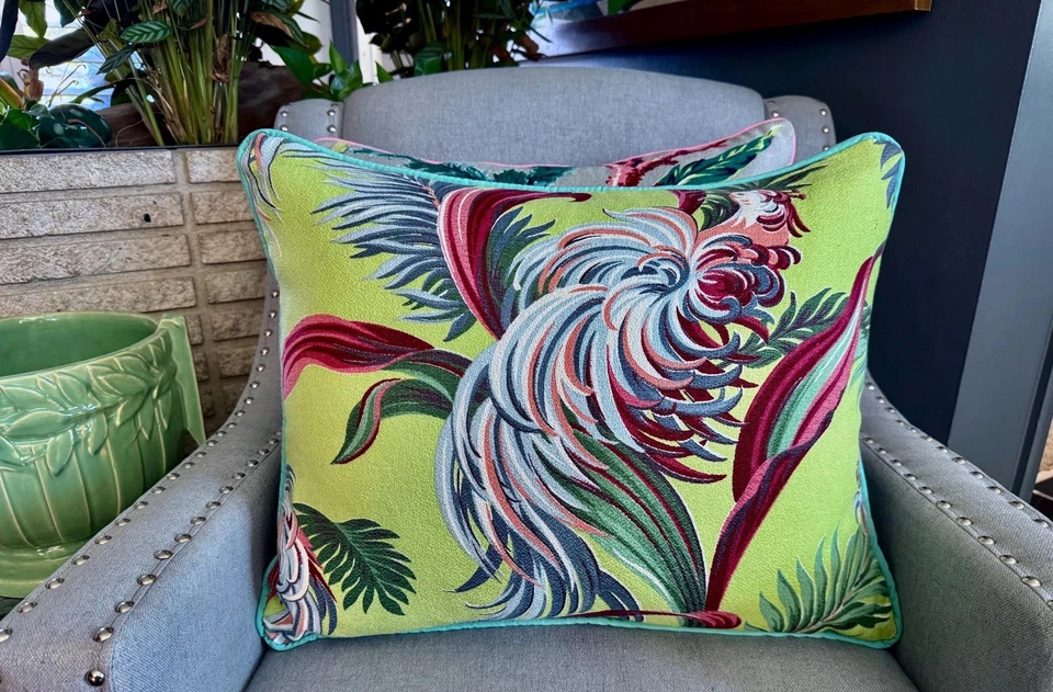 天堂鸟迈阿密海滩电力艺术装饰树皮布复古枕套 — 第 1/4 张图片