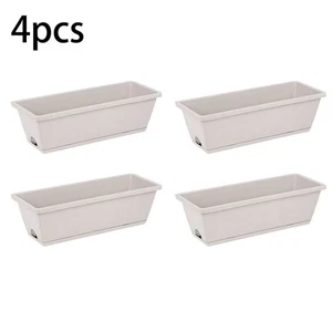 Plastic Gardening Pots 4PCS Rectangular Flower Planters with Drainage Trays - Picture 1 of 49