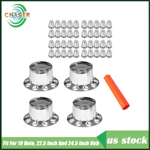 ABS Plastic NEW Rear Chrome Wheel Axle Hub Cover Kit Semi 33mm Nut Covers - Picture 1 of 7