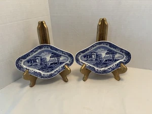 Spode Blue Italian Pattern Porcelain Pickle Dishes X 2-1816-A19 - Picture 1 of 11