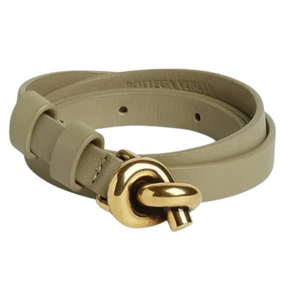 NEW Bottega Veneta Knot Buckle Leather Belt Travertine Green Women Size 95cm/38 - Image 1 of 4