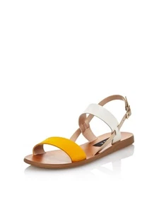 AQUA Womens Yellow Sam Round Toe Buckle Leather Slingback Sandal 7 M - Picture 1 of 6