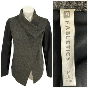 Blazer Fabletics Mujer Gris Medio Chaqueta Manga Contraste Officecore Abrigo Trabajo - Imagen 1 de 17