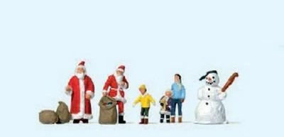 Figuras de Natal Preiser 79226 escala N -- 2 Papais Noéis, Crianças, Boneco de Neve - Imagem 1 de 2