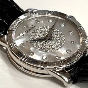 Piaget Dancer Ladies K18WG Shell & Diamond Dial Watch White Gold Manual Winding - Picture 1 of 10