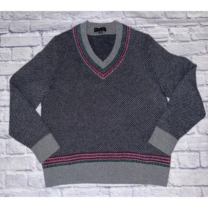 Brooks Brothers Men’s 100% Lambs Wool Multi Color V Neck Sweater Size XL - Picture 1 of 8