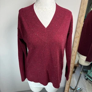 Lands' End Women’s XS ~ Burgundy Speckled Cashmere V-Neck Sweater PR-NWOT - Picture 1 of 13