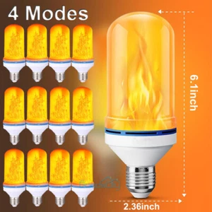 Led Flame Effect Light Bulb 4-Modes Flame Lights Bulbs E27 Base Fire, 1-12 Pack - Picture 1 of 26