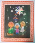 CARINA enfants priant avec cerf-volant flocon de neige vintage carte de vœux de Noël *S7