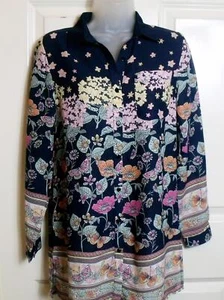 NEW QED LONDON 🌼 BLUE FLORAL & BUTTERFLY LONG BLOUSE TOP 🌼 SIZE 8 # 461* - Picture 1 of 2