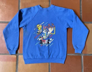Vtg Hanes Kids L Blue Sweatshirt Luney Toons Gym Graphic Warner Bros USA 1995 - Picture 1 of 24