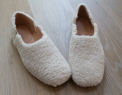 J.Crew Otoño Invierno Marfil Crema Imitación Cuero de Oveja Clásico Ballet Pisos 6.5M Foto 1 de 4