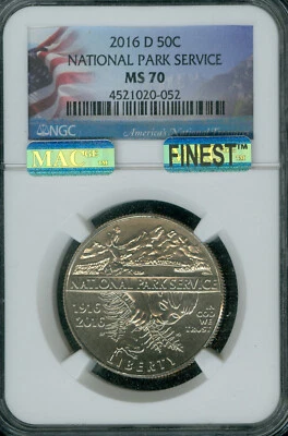 2016 D NATIONAL PARKS HALF DOLLAR NGC MS70 MAC FINEST MAC SPOTLESS . - Image 1 of 2