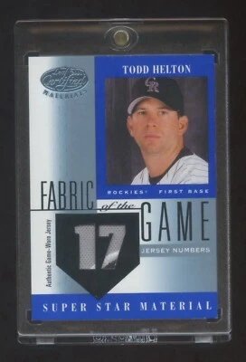 Parche de material Super Star Todd Helton 2001 certificado hoja usado en juegos Jry #ed 9/17 Foto 1 de 2