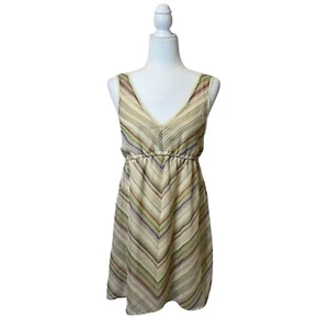 O'NEILL Neutral Lace Trim V Neck Mini Dress Size M Casual Comfy Beach Vacation - Picture 1 of 7