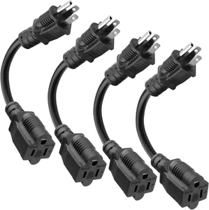 - 8 Inch Short Power Extension Cord Outlet Saver, ETL Listed, SJTW 16AWG/13A 3 P - Picture 1 of 7