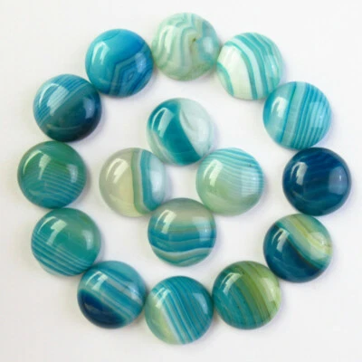 Cabujón 16 piezas 16x6 mm azul blanco ónix ágata cabina redonda sin agujeros Foto 1 de 2