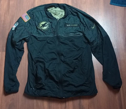 Nike Dri-fit Miami Dolphins NFL Salute to Service Full Zip Windbreaker Jacket Cover