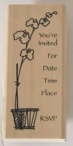 You're Invited RSVP Rubber Stamp Wood Mounted by Stampendous - Picture 1 of 2