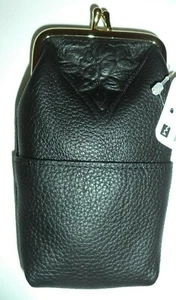 Nostalgic Genuine Leather 3 Pocket FLORAL Cigarette Case, Black - Imagen 1 de 4