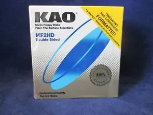 Micro Floppy Disks KAO MF2HD Double Sided Formatted for IBM PS/2 New Sealed Ten - Picture 1 of 9