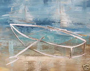 Bote de remos playa paisaje marino Australia arte pintura impresión lienzo póster certificado de autenticidad - Imagen 1 de 2