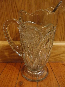 Indiana Glass Flower Medallion EAPC Clear Juice Pitcher Elegant 8"t Vintage - Picture 1 of 10