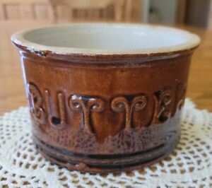 Antique Stoneware Butter Crock Great Trinket or Pet Food Water Bowl 5.75"w×3.5"t