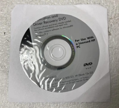DVD de recuperación de aplicaciones y controladores HP para Windows 7 809240-B23 sin clave de producto Foto 1 de 2