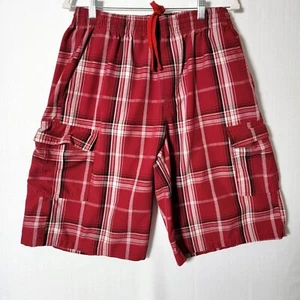 John Son Super Heavyweight Mens Cargo Shorts Size Large Red Plaid Vintage - Picture 1 of 11
