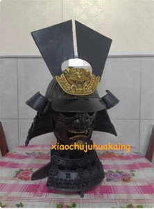 Japanese Armor Samurai Warrior 1:1 Wearable Helmet Black Full Face Cosplay Mask - Picture 1 of 4
