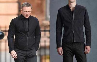 SPECTRE JAMES BOND MOROCCO MATCHLESS BLACK SUEDE LEATHER JACKET