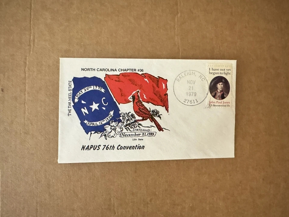 US Natl Assn Postal Masters Cover (14) N Carolina +Tar Heel State Cachet - Image 1 of 1