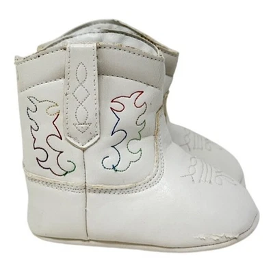 Botines vaqueros occidentales para bebé talla 2 de cuero sintético blanco Foto 1 de 4